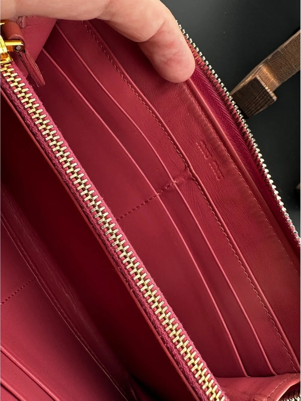 Miu Miu Pink Croc-Embossed Leather Zip-Around Wallet